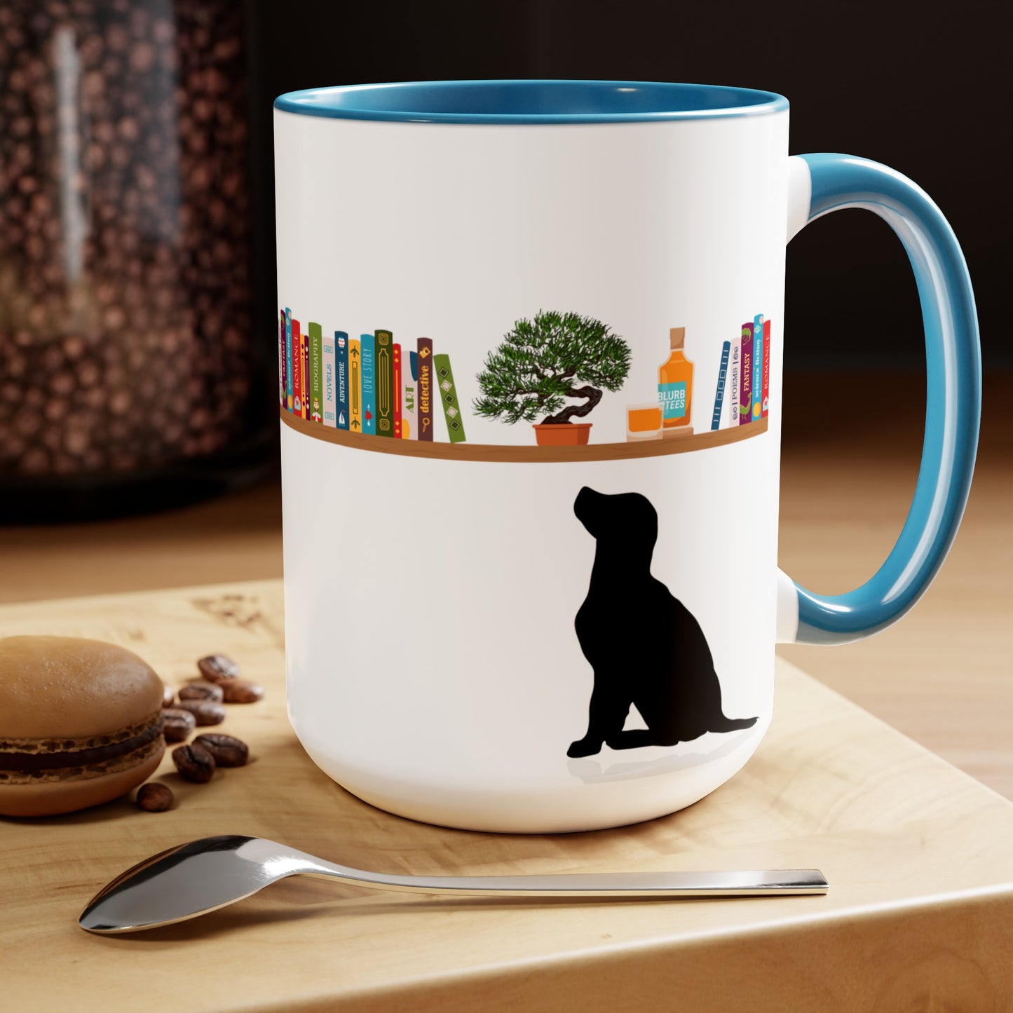 Books, Bonsai, Blurbon and Black Lab Coffee Mug