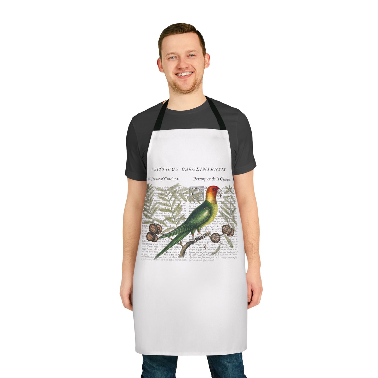 Expertly crafted and designed with stunning Carolina Parrot naturalism, our apron is as beautiful as it is functional. Its high-quality materials provide superior protection while its unique design adds a touch of elegance to any kitchen or workspace. Perfect for any animal lover or nature enthusiast.