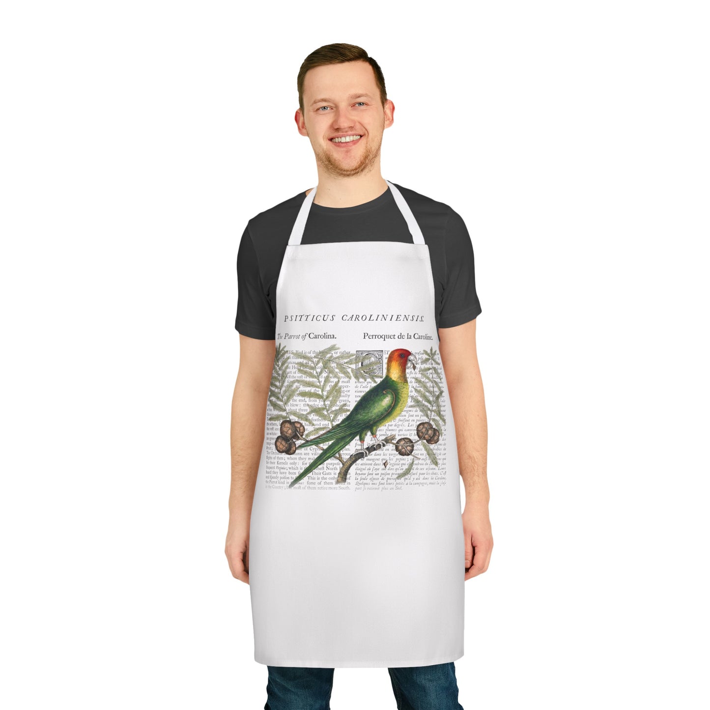 Expertly crafted and designed with stunning Carolina Parrot naturalism, our apron is as beautiful as it is functional. Its high-quality materials provide superior protection while its unique design adds a touch of elegance to any kitchen or workspace. Perfect for any animal lover or nature enthusiast.