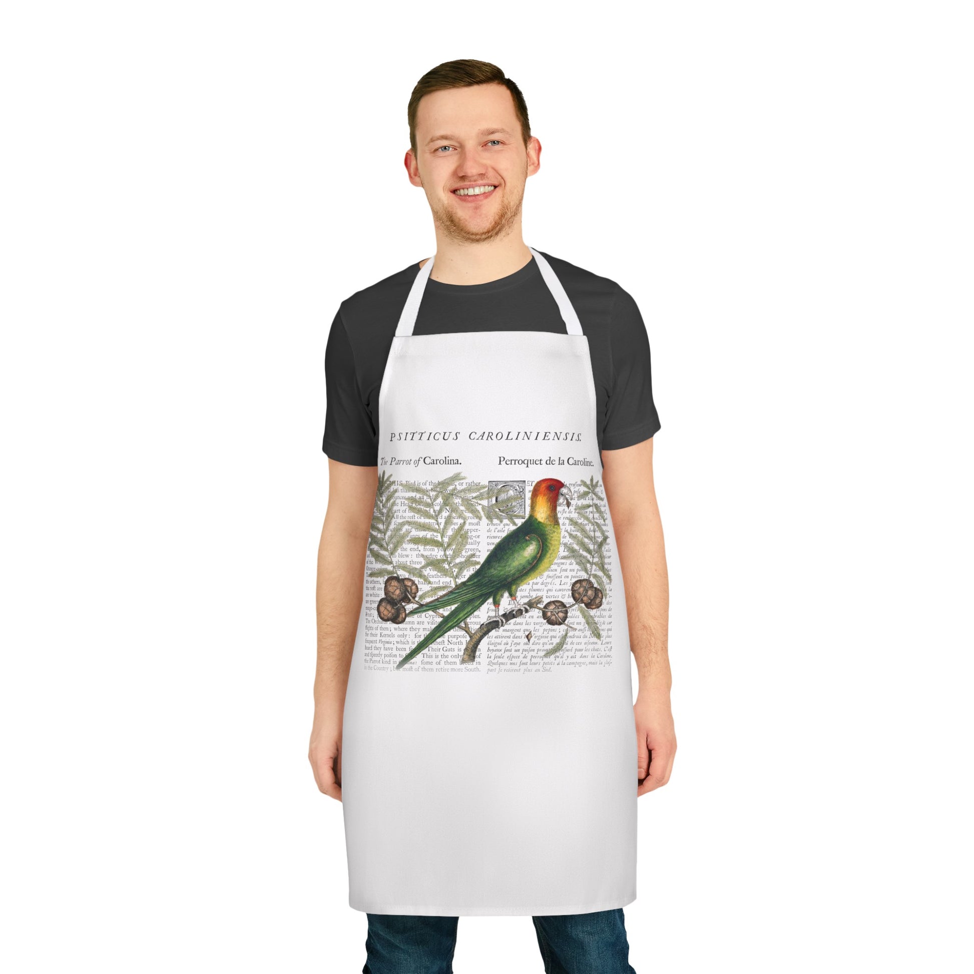 Expertly crafted and designed with stunning Carolina Parrot naturalism, our apron is as beautiful as it is functional. Its high-quality materials provide superior protection while its unique design adds a touch of elegance to any kitchen or workspace. Perfect for any animal lover or nature enthusiast.