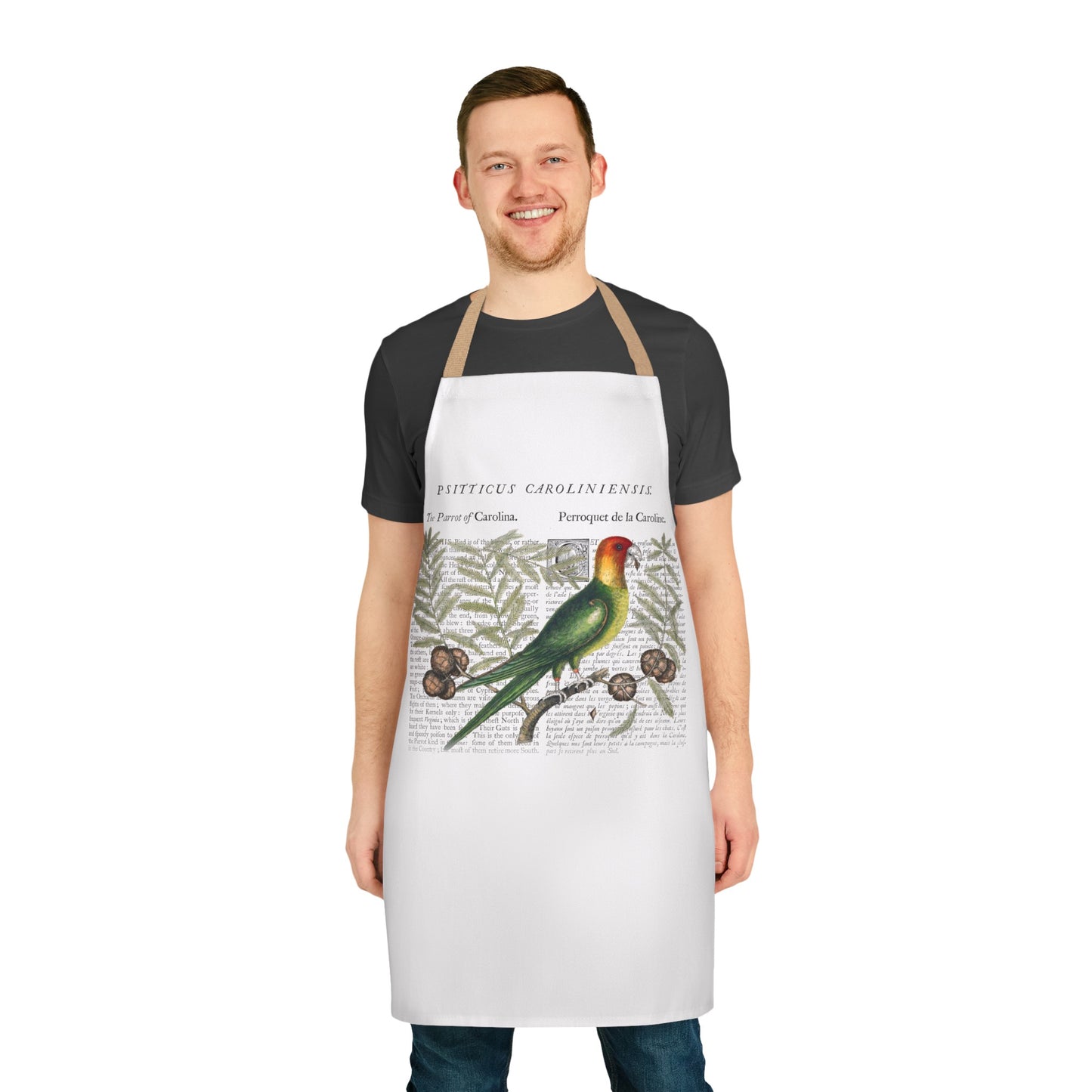 Expertly crafted and designed with stunning Carolina Parrot naturalism, our apron is as beautiful as it is functional. Its high-quality materials provide superior protection while its unique design adds a touch of elegance to any kitchen or workspace. Perfect for any animal lover or nature enthusiast.
