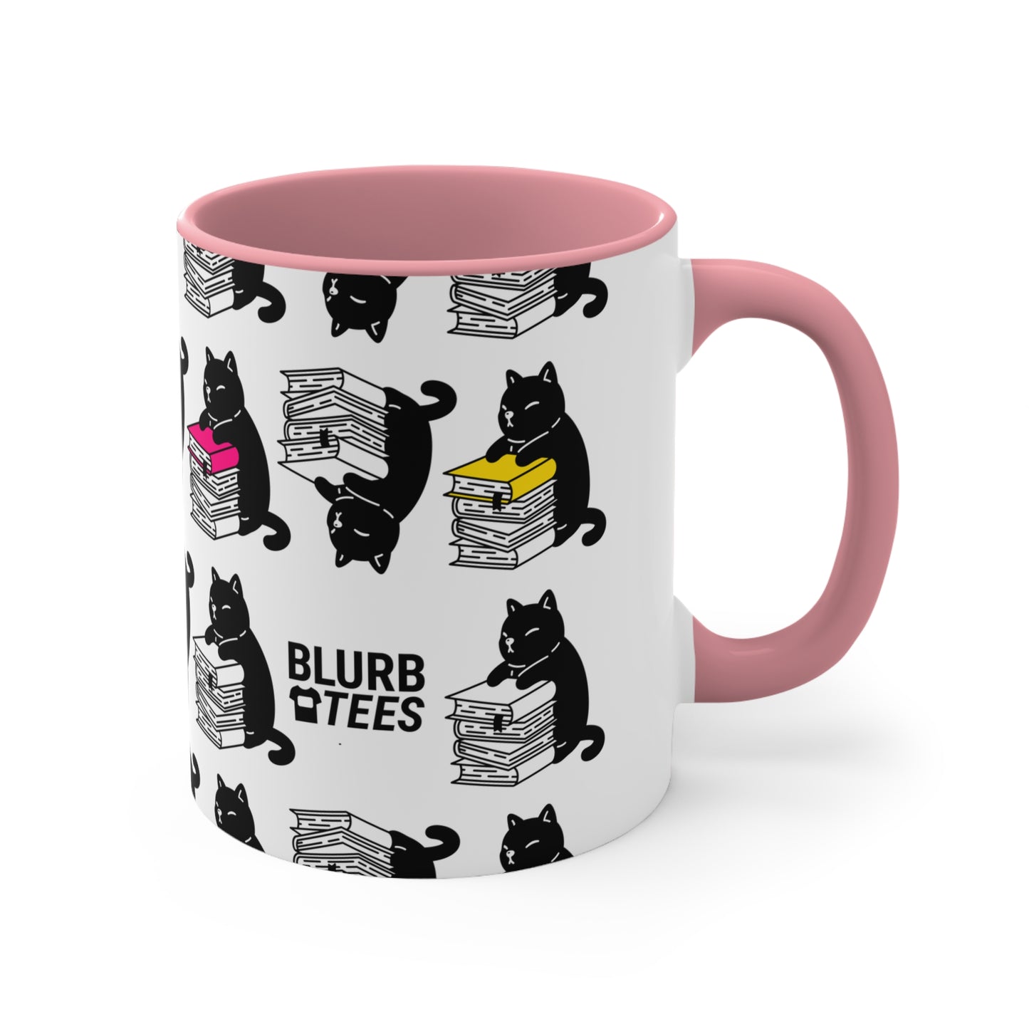 This adorable Blurb Tees Mug features a clever cat reading a book, showcasing a love for literature and feline charm. Made with vibrant colors and charming design, it's the perfect gift for book lovers and cat enthusiasts alike.