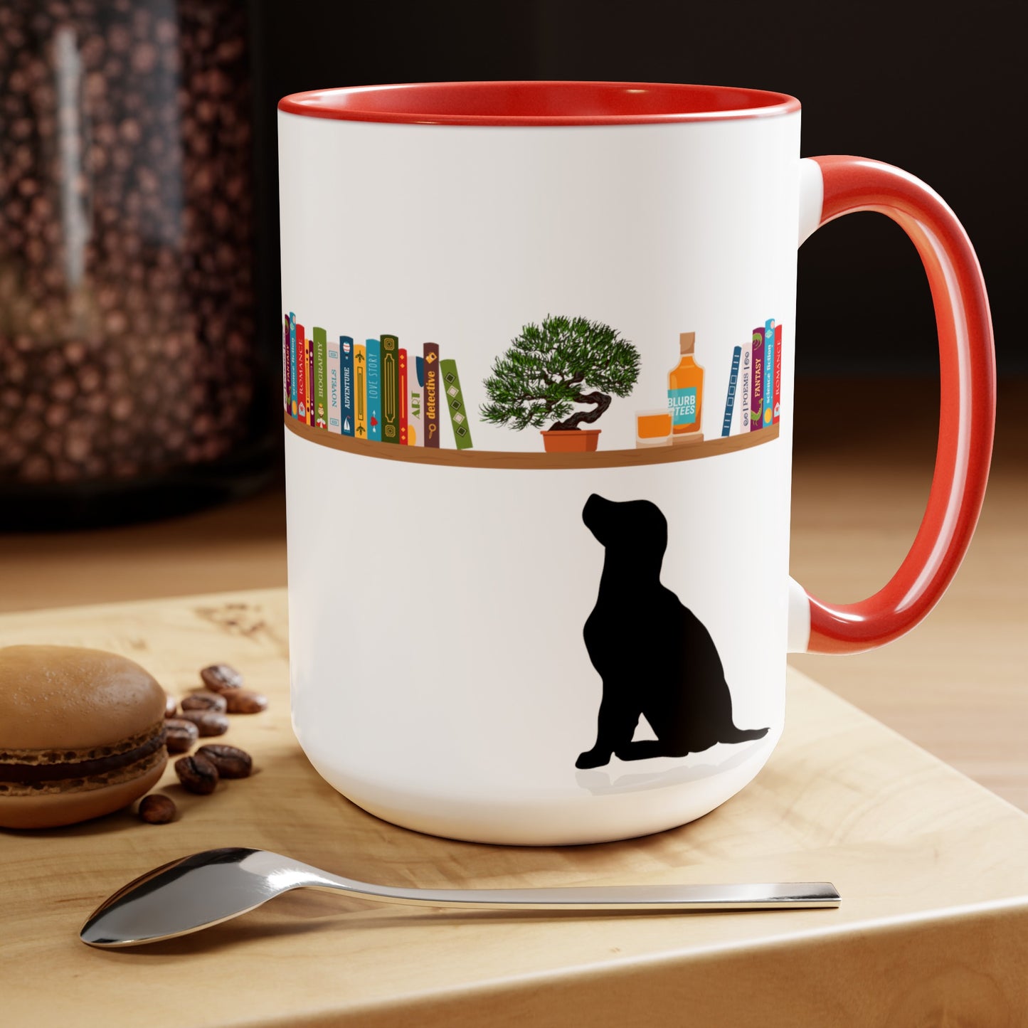 Books, Bonsai, Blurbon and Black Lab Coffee Mug