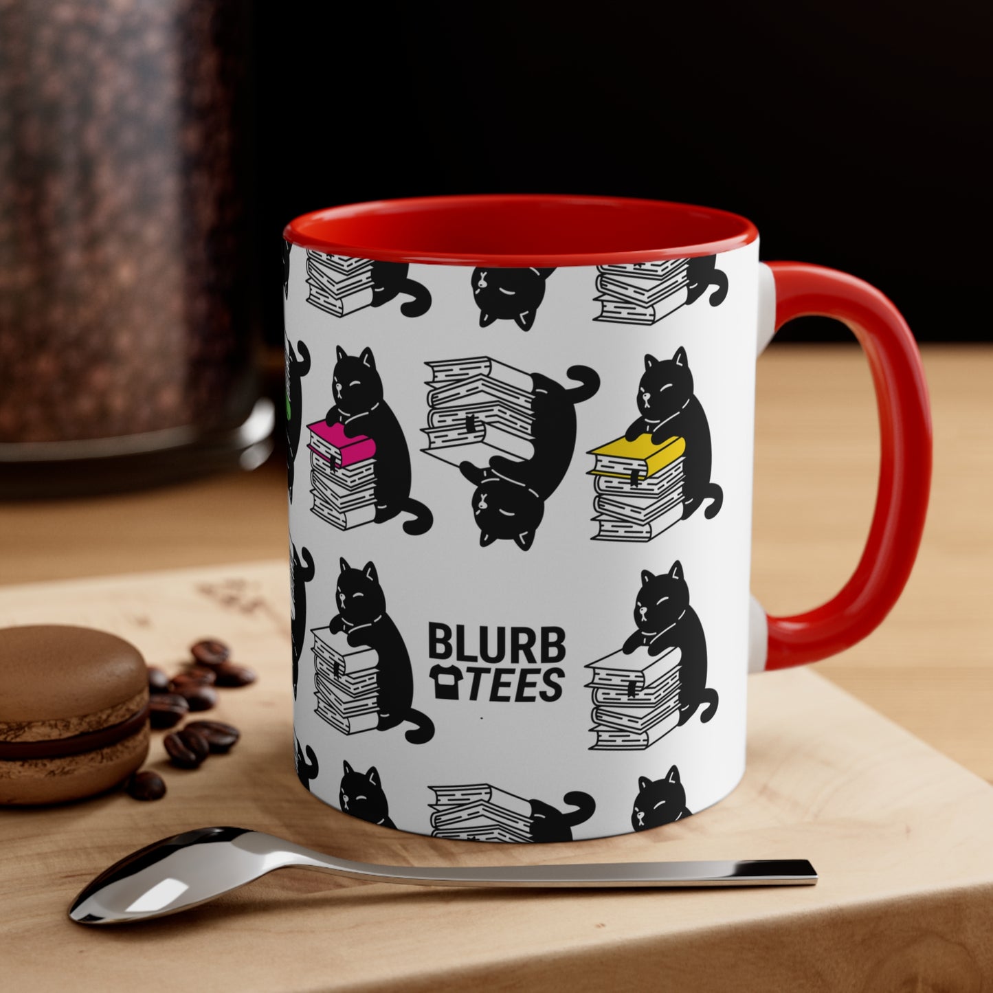Cute Reading Cat Coffee Mug