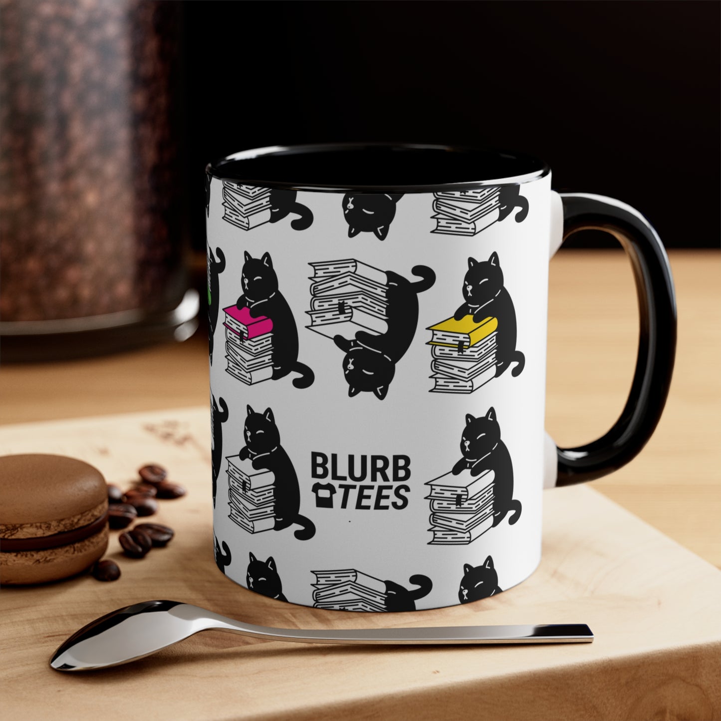 Cute Reading Cat Coffee Mug