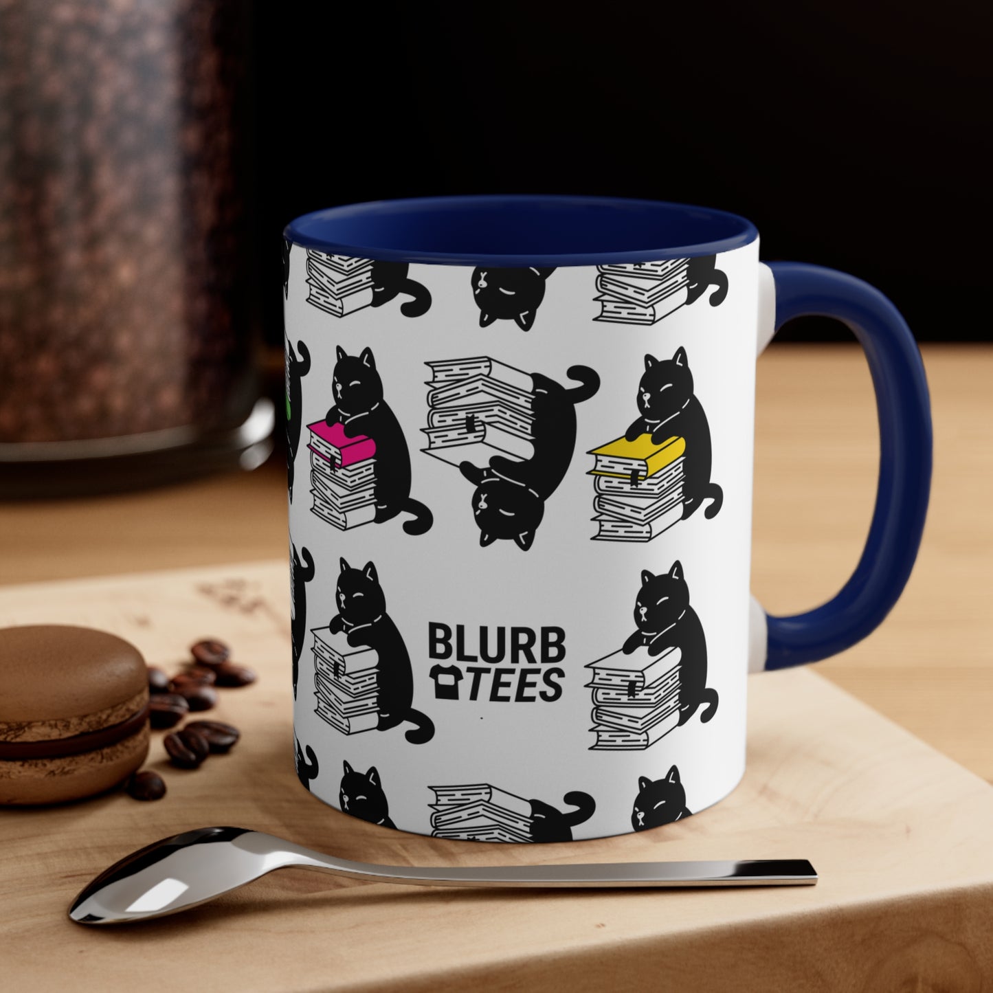 Cute Reading Cat Coffee Mug