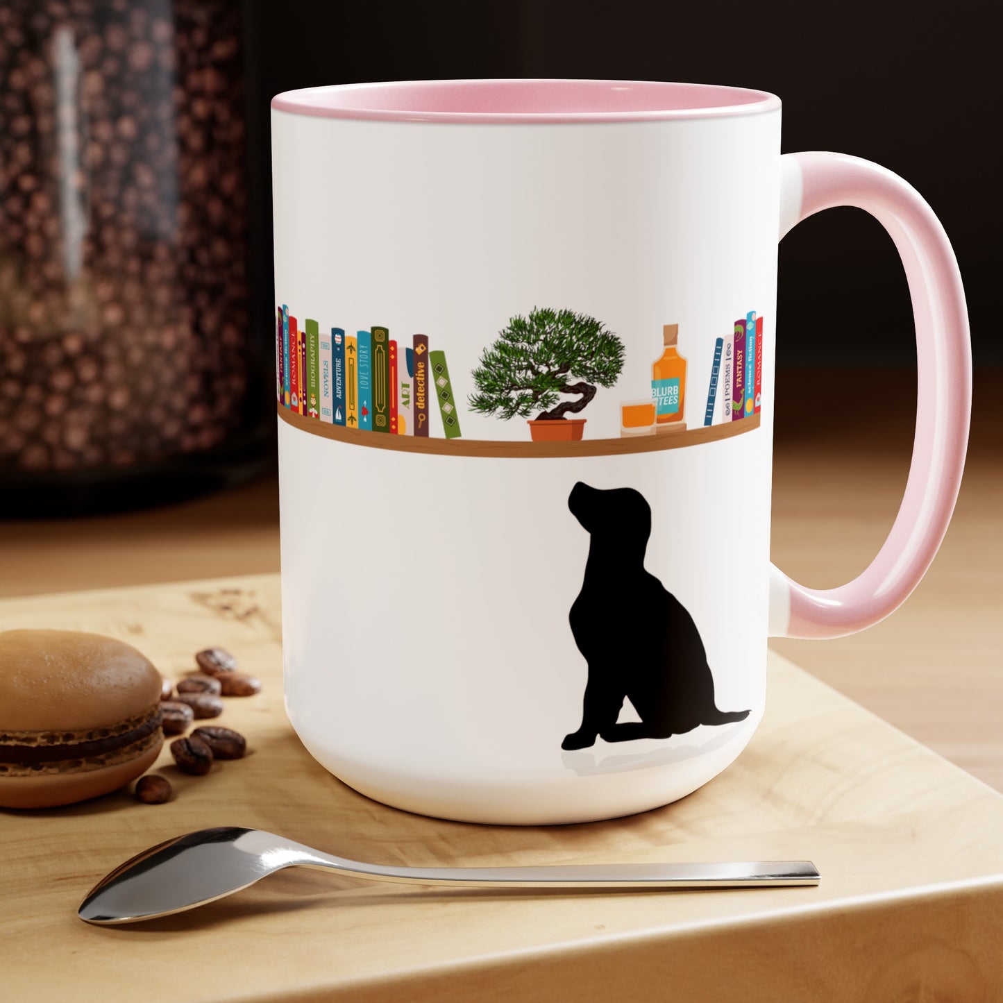 Books, Bonsai, Blurbon and Black Lab Coffee Mug