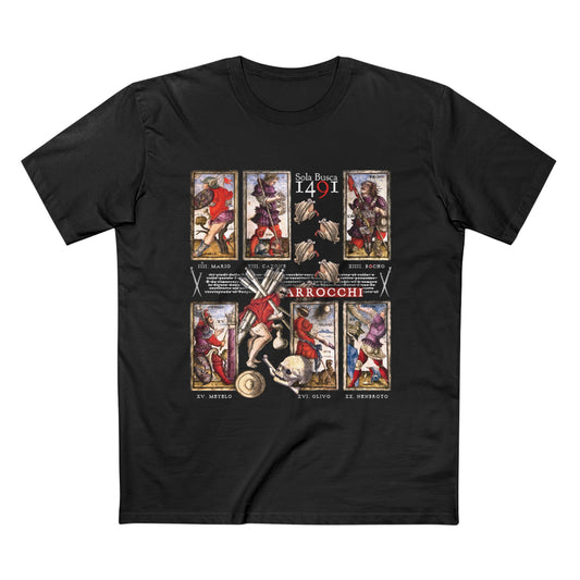 Discover the beauty and mystique of the Renaissance Tarot Deck with this t-shirt. Made from high-quality material, it features a stunning design inspired by the iconic deck. Perfect for Tarot enthusiasts, this t-shirt is sure to make a statement and spark conversation. Get yours today and channel your inner wisdom.